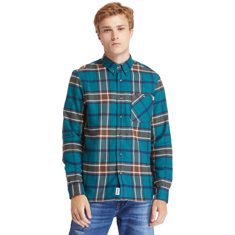 Timberland Mens Shirts Back River Heavy Flannel Check - Blue - India VS8251396